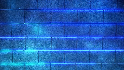 Neon Glowing Blue Brick Background Video stock 129479153