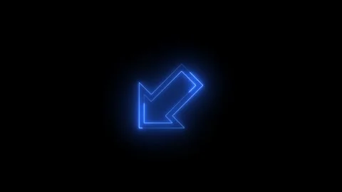 Neon glowing blue color down left direction arrow icon animation Video stock 270320162