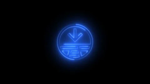 Neon glowing blue color street side split minimize arrow icon Stock Footage 274965853
