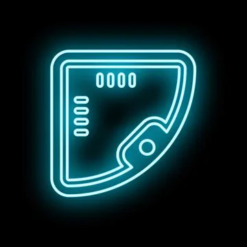 Neon glowing blue corner shower tray icon Stock Illustration