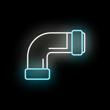Neon glowing blue elbow pipe icon on black Ilustración de archivo