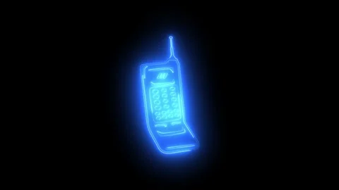 Neon glowing blue flip phone icon animat... | Stock Video | Pond5