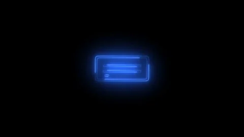 Neon glowing blue hard disk drive icon animation in black background Vidéo 269498849