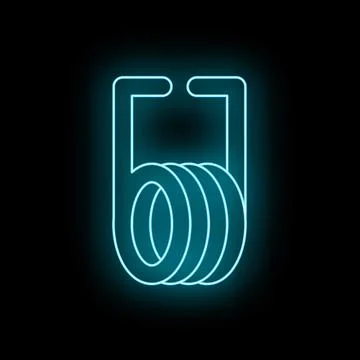 Neon glowing blue spring coil symbol Stock Illustration