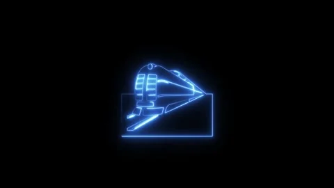 Neon glowing blue train icon animation in black background 4k animated Stock Footage 310948243