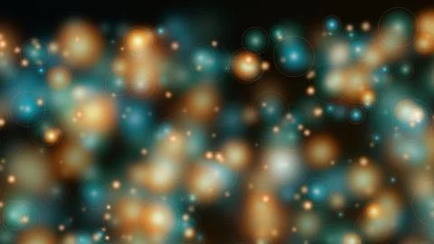 Neon Glowing Bokeh Lights Cluster with Smooth mustard Gradient Flow Backdrop. Stockillustratie