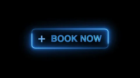 Neon glowing Book now button animation on transparent background. Book  now but Stock Footage 313874754