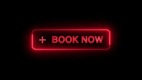 Neon glowing Book now button animation on transparent background. Book  now but Stock Footage 313874764