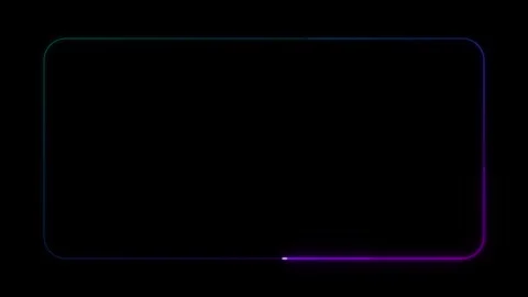 Neon glowing border frame with moving light effect on black background 库存影片 344863139
