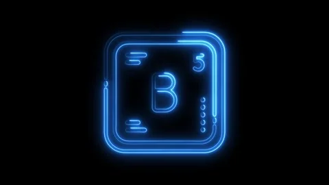 Neon glowing boron element symbol animation on a black background represent.. Stock Footage 308460230