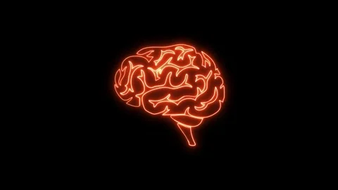 Neon glowing brain motion graphic on black screen. 動画素材 333080899