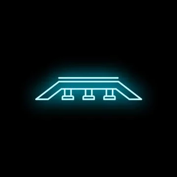 Neon glowing bridge icon indicating connection and infrastructure Stock Illustration