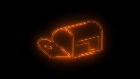Neon glowing brown empty letter box icon animation in black background Vidéo 269220292