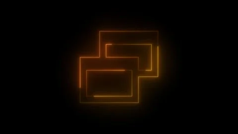 Neon glowing brown window computing file icon animation in black background Stock Footage 265420200