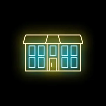 Neon glowing building displaying real estate concept Ilustración de archivo