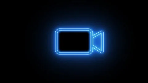 Neon glowing Camera recording icon loop animation, flat symbol isolated on .. Stock Footage 314298428