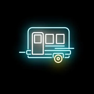 Neon glowing camper van trailer line icon Stock-Illustration