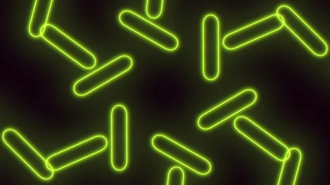 Neon glowing capsule shapes on dark background abstract seamless animation Vídeos de archivo 334140528