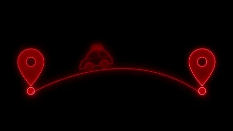 Neon glowing car moving highway animation Stock Footage 334764482