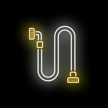 Neon glowing charging cable line icon 스톡 일러스트