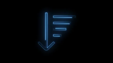 Neon glowing chart with downward arrow symbol isolated on black background .. Stock Footage 314543691