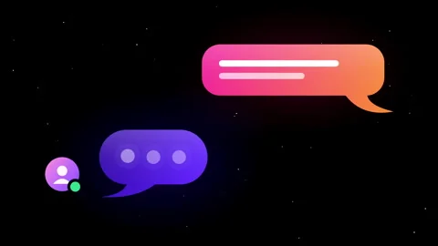 Neon glowing chat bubbles with typing indicator and online messaging animation Stock Footage 347648339
