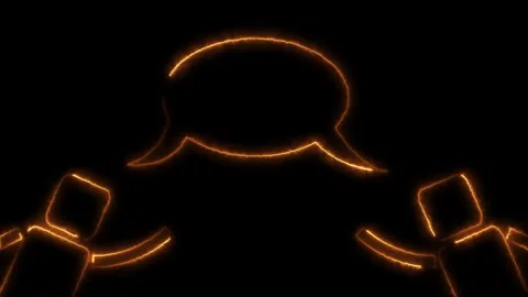 Neon Glowing Chat Icon with Two People Talking Stock Footage 311118797