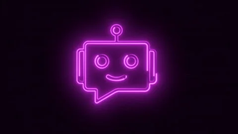 Neon Glowing Chatbot AI Robot Icon Stock Footage 340125354