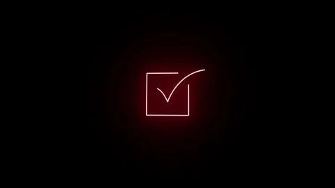 Neon glowing check mark icon animation select right yes sign check,box conf.. Stock Footage 337831545