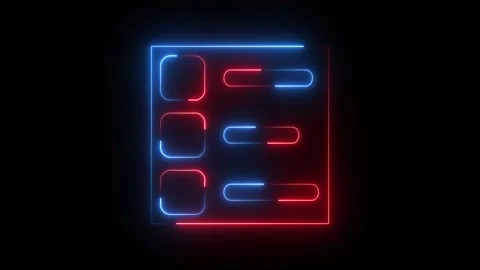 Neon glowing checklist icon on dark background Stock Footage 344734492