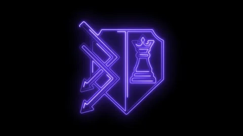 Neon glowing chess checkmate strategy animated design on dark backdrop moti.. Stock Footage 312318772