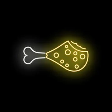 Neon glowing chicken drumstick fast food icon Ilustração Stock