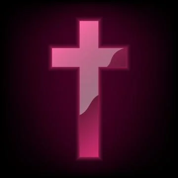 Neon glowing Christian Cross. Vector illustration. Stock Illustration