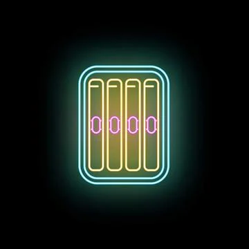 Neon glowing cigar box in dark environment Stock Illustration