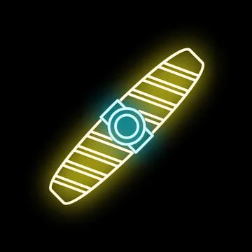 Neon glowing cigar icon on dark background Stock Illustration
