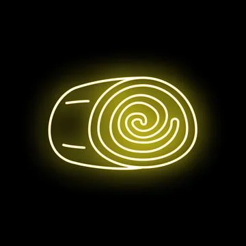 Neon glowing cinnamon roll bakery icon Stock Illustration