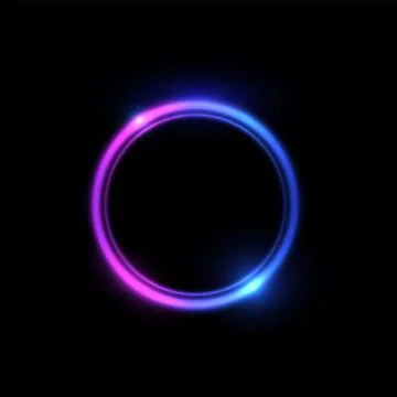 Neon glowing circle frame vector illustration Illustrazione stock