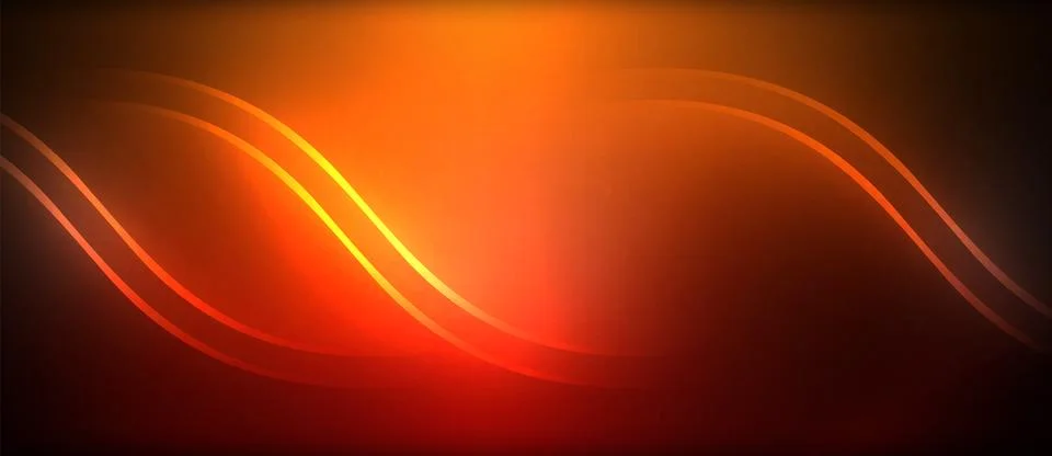 Neon glowing circle rays, light round lines in the dark, planet style neon wave Illustrazione stock