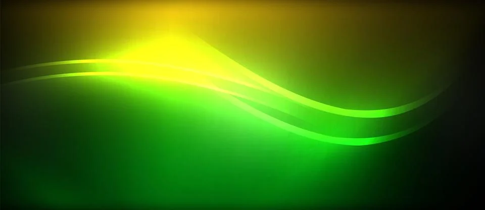 Neon glowing circle rays, light round lines in the dark, planet style neon wave Illustrazione stock