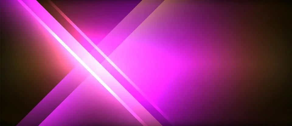 Neon glowing circle rays, light round lines in the dark, planet style neon wave Stock Illustration