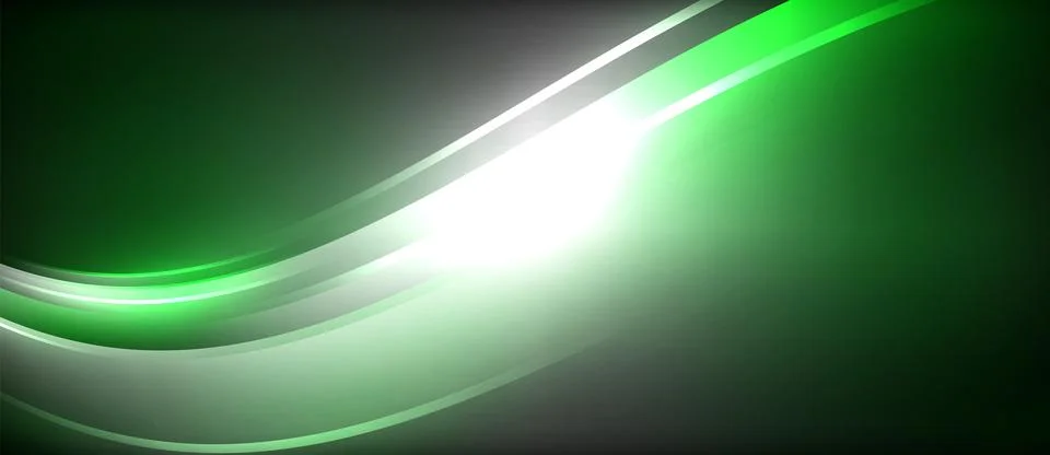 Neon glowing circle rays, light round lines in the dark, planet style neon wave Illustrazione stock