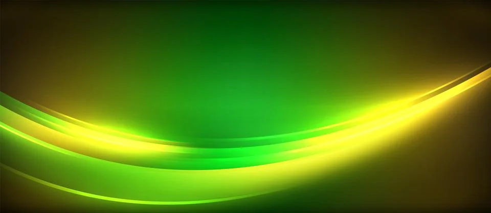 Neon glowing circle rays, light round lines in the dark, planet style neon wave Stock Illustration