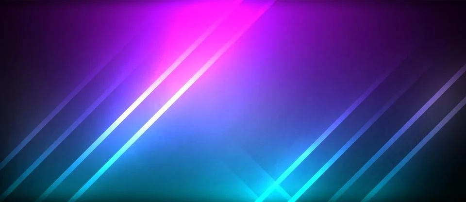 Neon glowing circle rays, light round lines in the dark, planet style neon wave Illustrazione stock