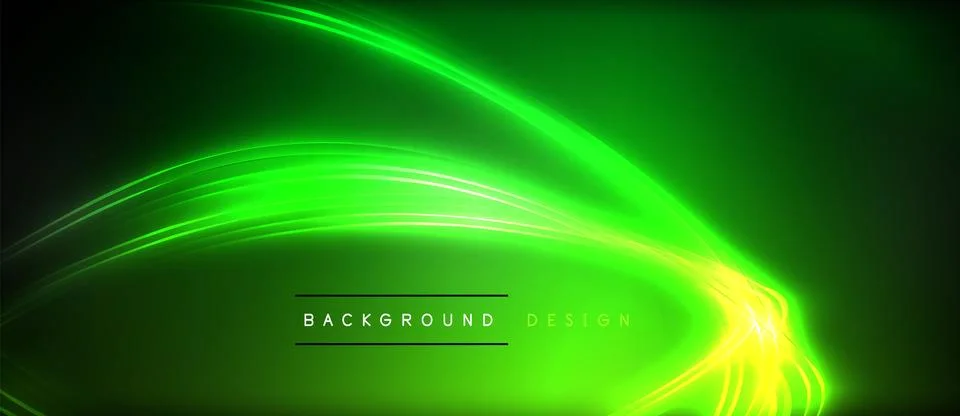 Neon glowing circle rays, light round lines in the dark, planet style neon wave Stock Illustration