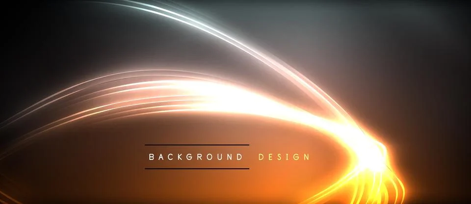 Neon glowing circle rays, light round lines in the dark, planet style neon wave Illustrazione stock