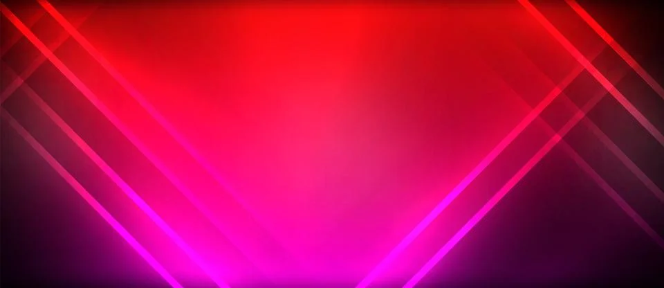 Neon glowing circle rays, light round lines in the dark, planet style neon wave Stock Illustration
