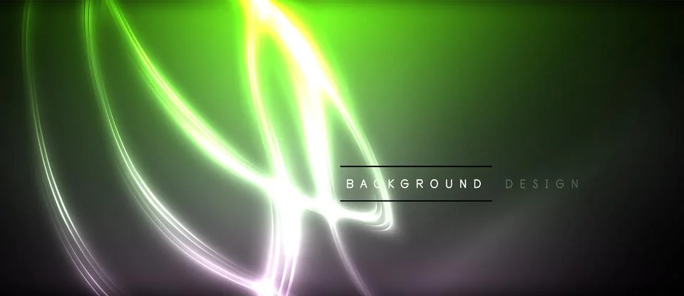 Neon glowing circle rays, light round lines in the dark, planet style neon wave Stock Illustration