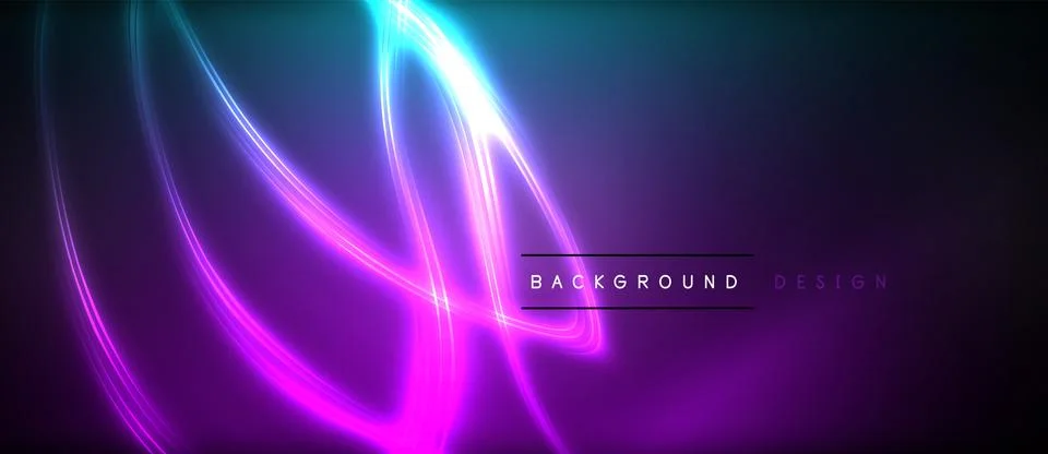 Neon glowing circle rays, light round lines in the dark, planet style neon wave Illustrazione stock