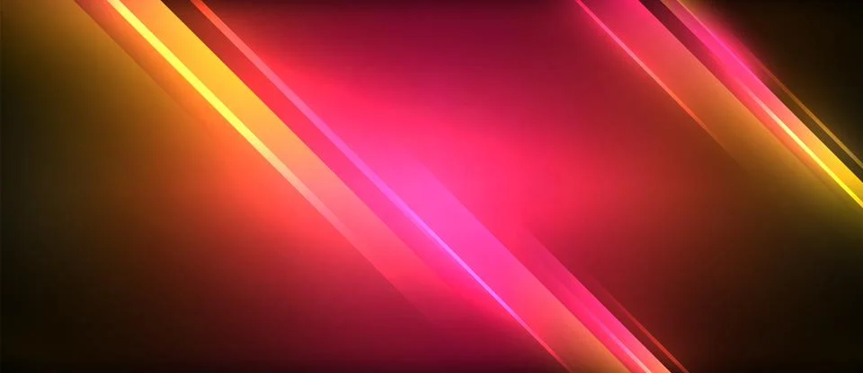 Neon glowing circle rays, light round lines in the dark, planet style neon wave Illustrazione stock