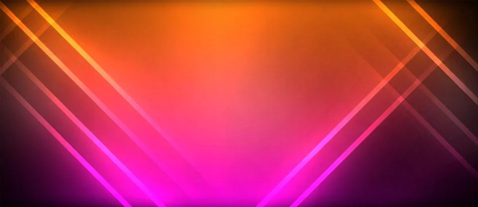 Neon glowing circle rays, light round lines in the dark, planet style neon wave 스톡 일러스트